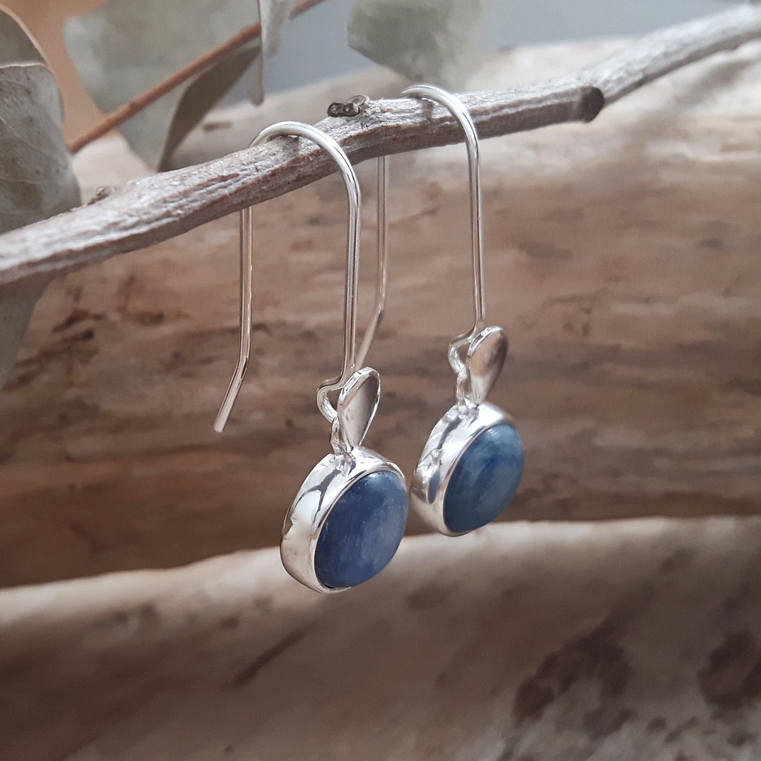 Alba Kyanite Leaf Circle Drop Earrings