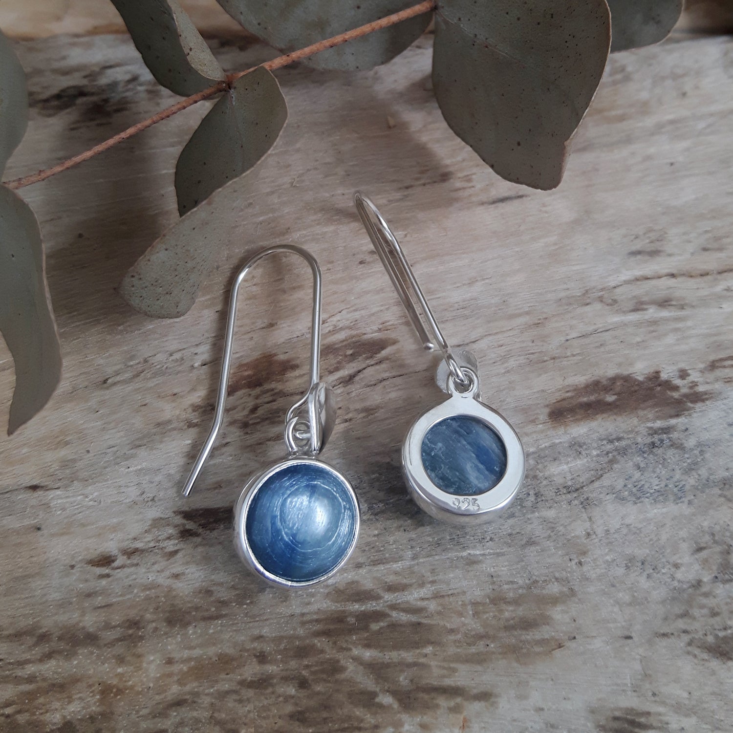 Alba Kyanite Leaf Circle Drop Earrings