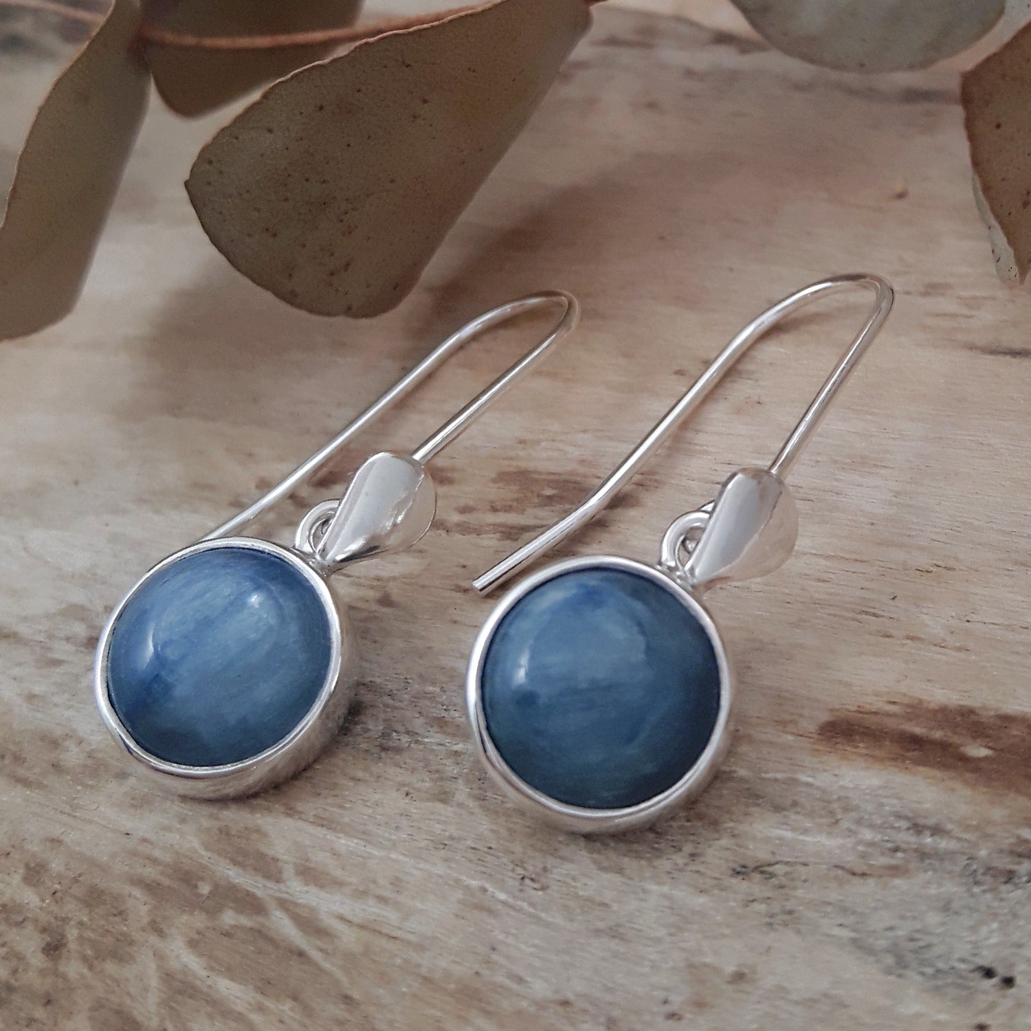 Alba Kyanite Leaf Circle Drop Earrings