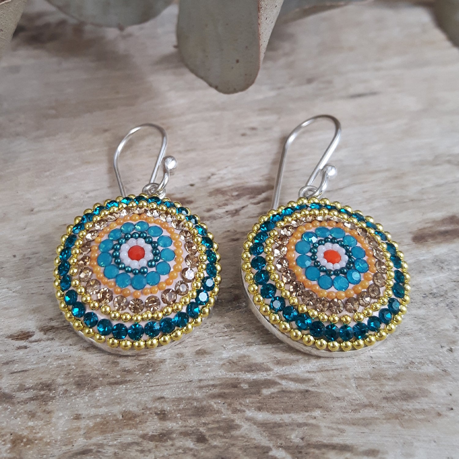 SAMPLE Allegra Bloom Coin Round Drop Earrings