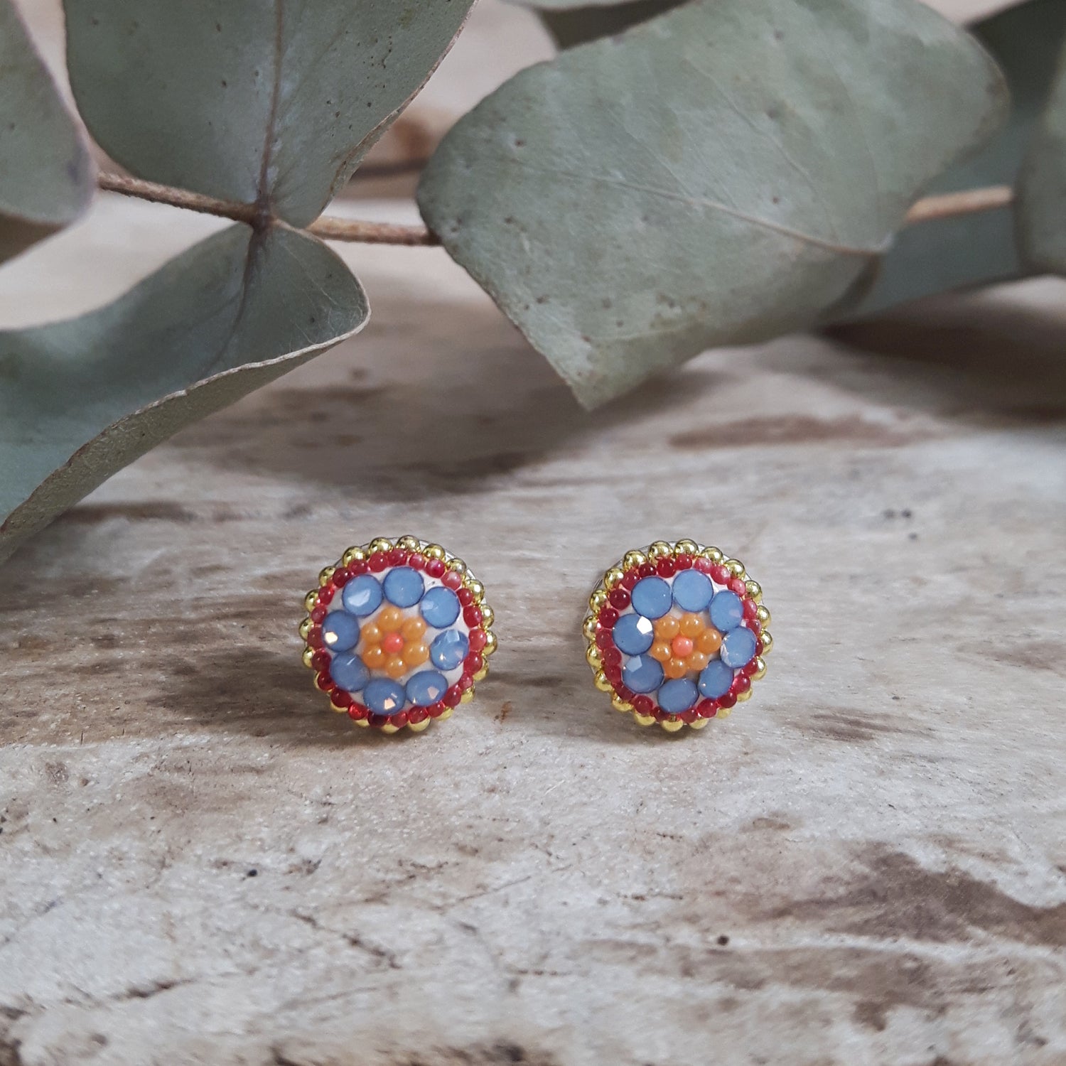 Allegra Bloom Coral Round Mini Stud Earrings