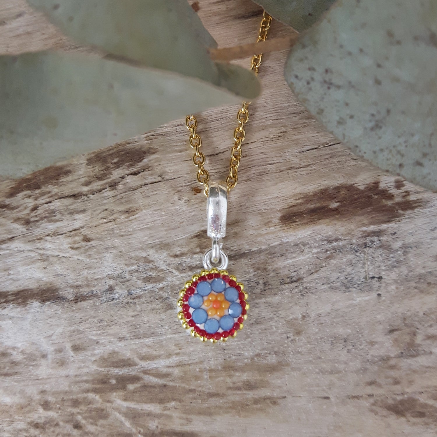 Allegra Bloom Coral Mini Round Pendant