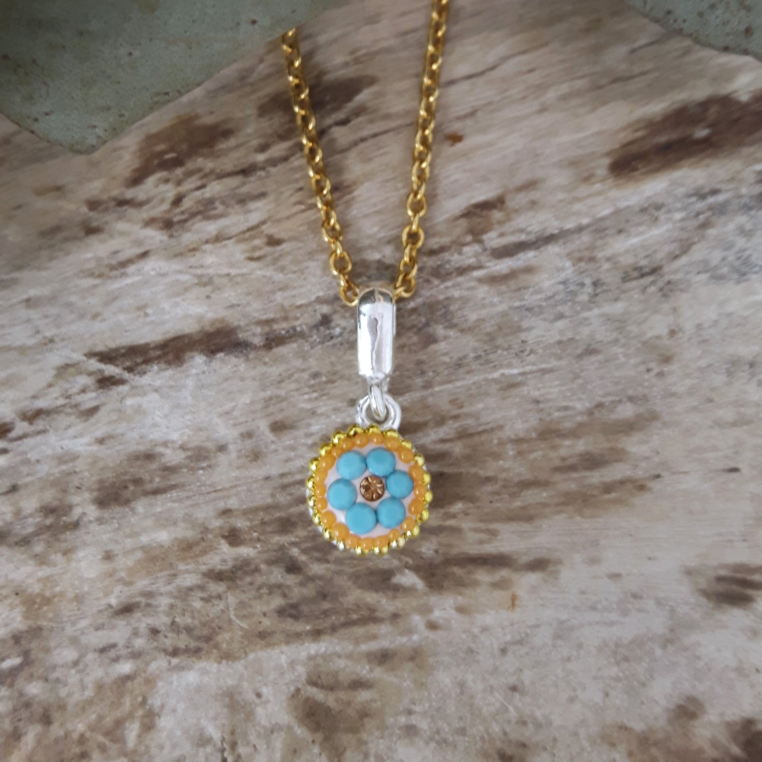 Allegra Bloom Turquoise Round Mini Pendant