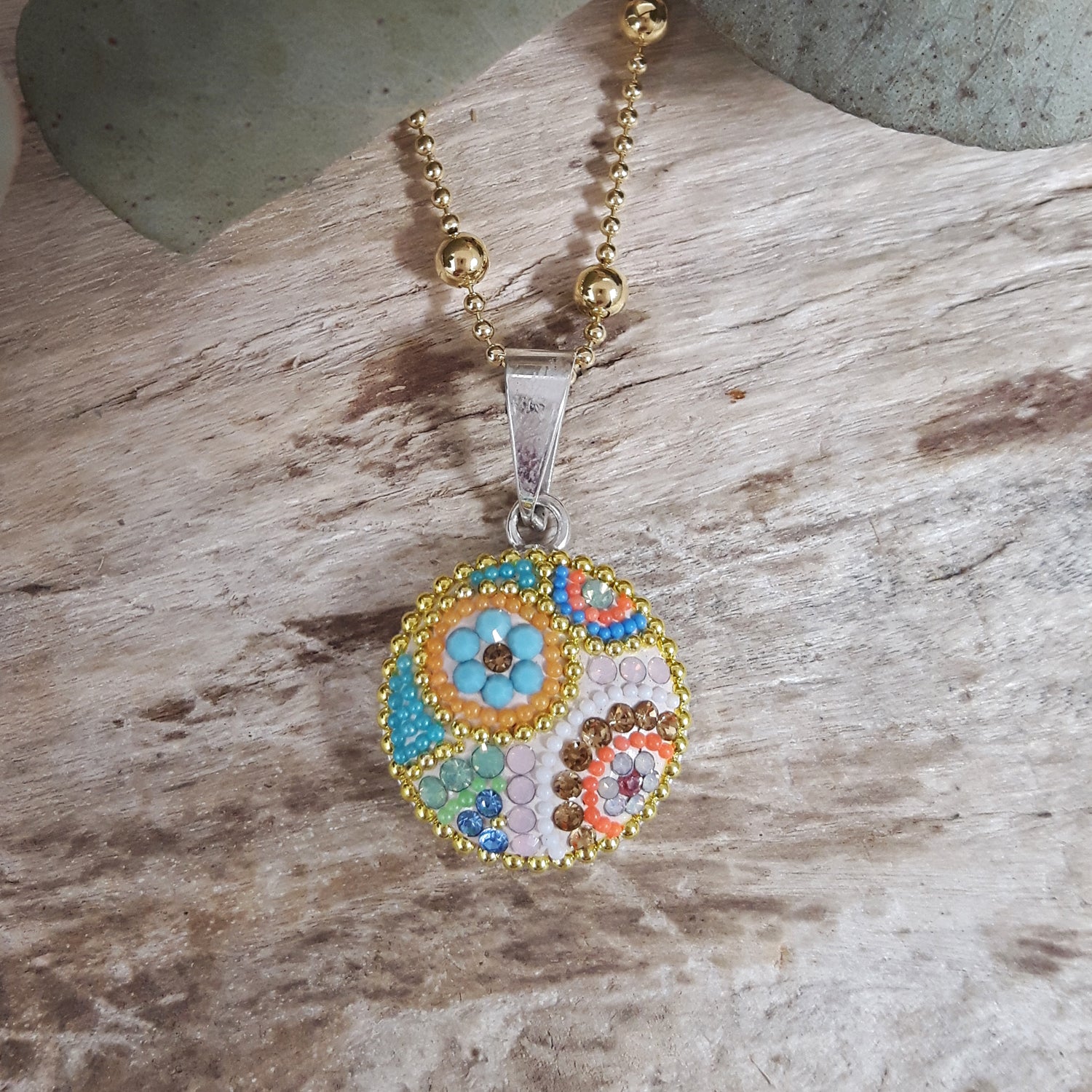 Allegra Coin Bloom Turquoise Small Pendant