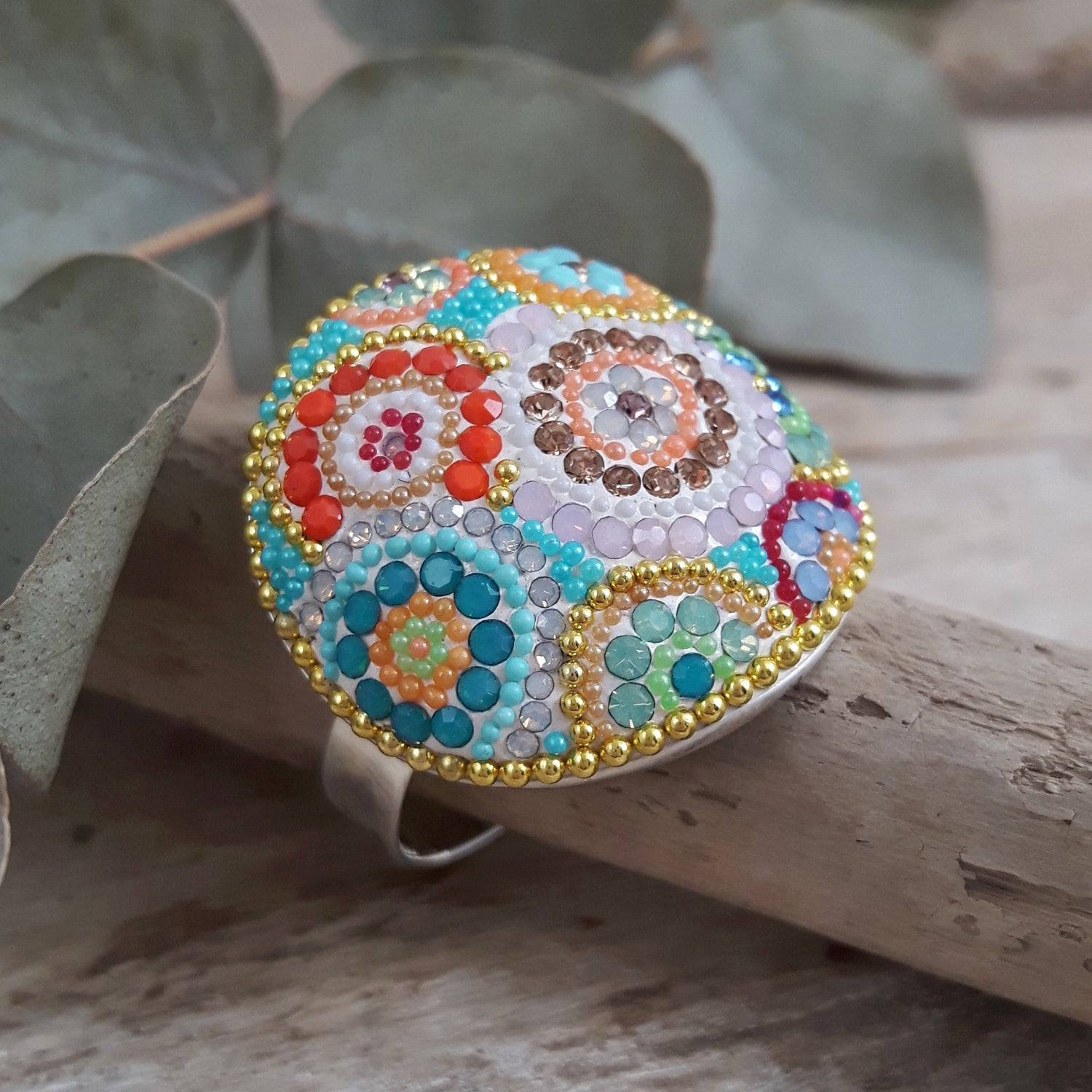 Allegra Dome Bloom Turquoise Adjustable Ring