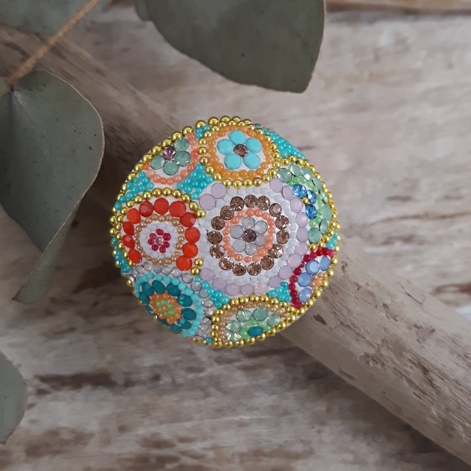 Allegra Dome Bloom Turquoise Adjustable Ring