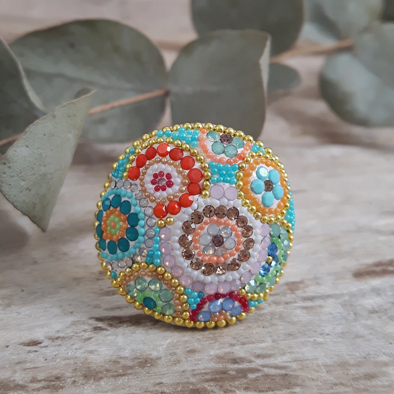 Allegra Dome Bloom Turquoise Adjustable Ring