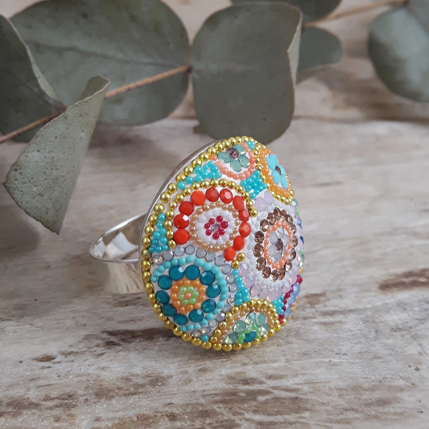 Allegra Dome Bloom Turquoise Adjustable Ring