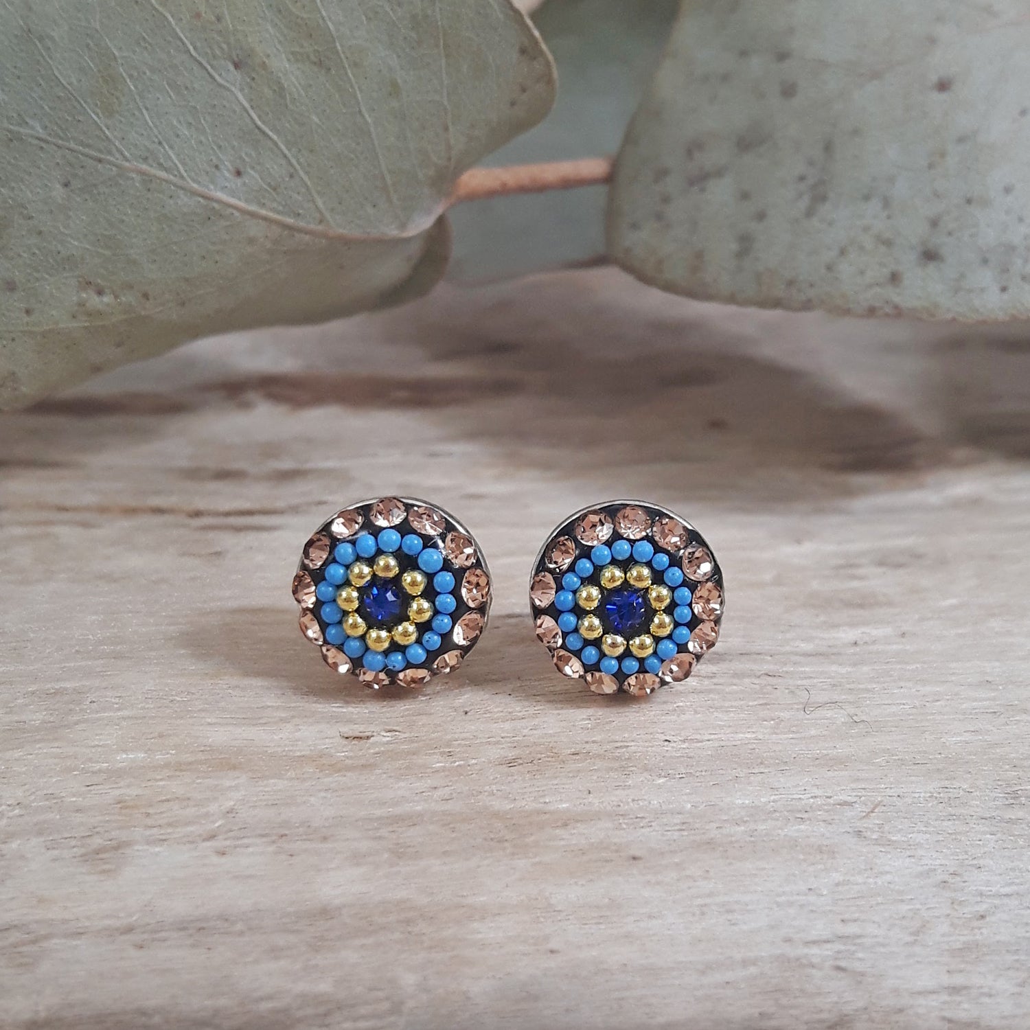 Allegra Indigo Radiance Round Stud Earrings