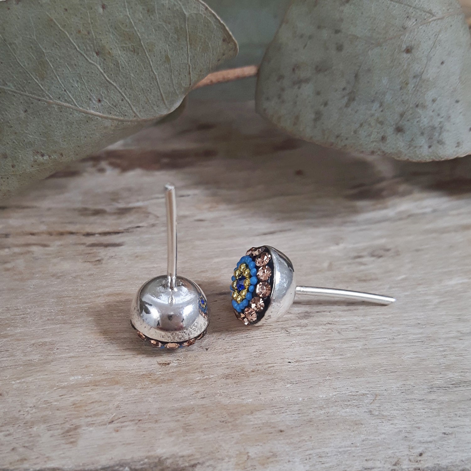Allegra Indigo Radiance Round Stud Earrings