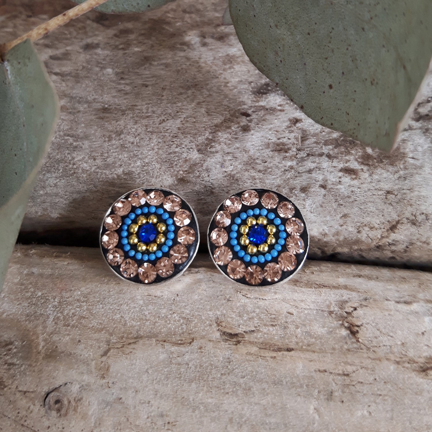Allegra Indigo Radiance Round Stud Earrings