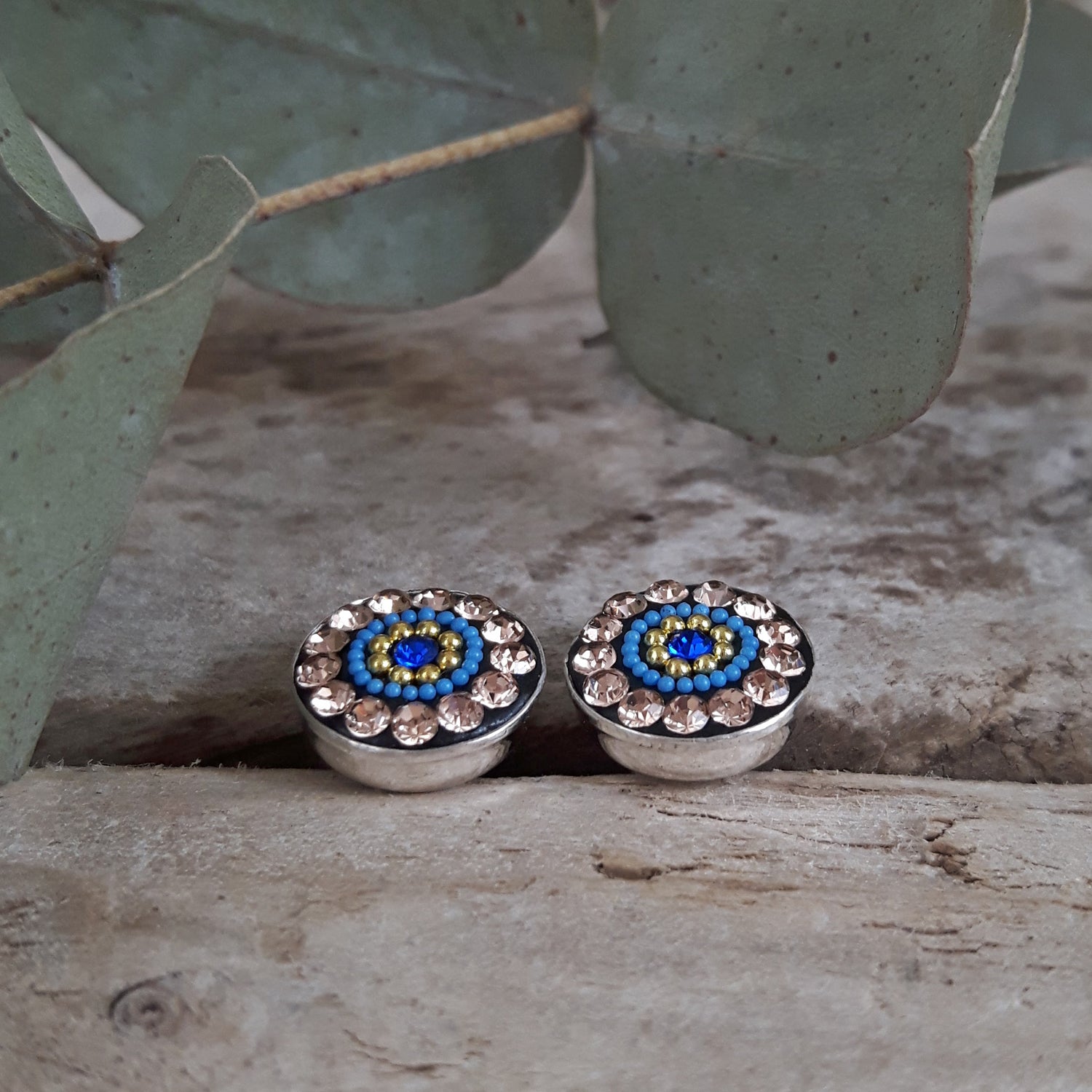 Allegra Indigo Radiance Round Stud Earrings