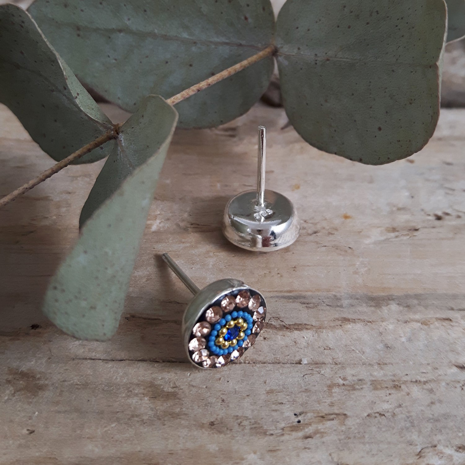 Allegra Indigo Radiance Round Stud Earrings