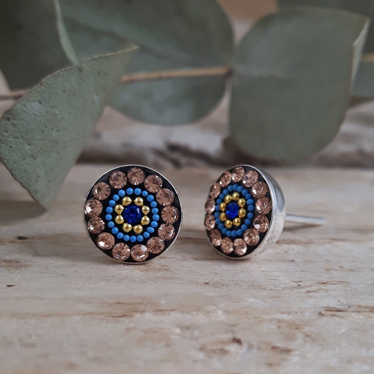 Allegra Indigo Radiance Round Stud Earrings