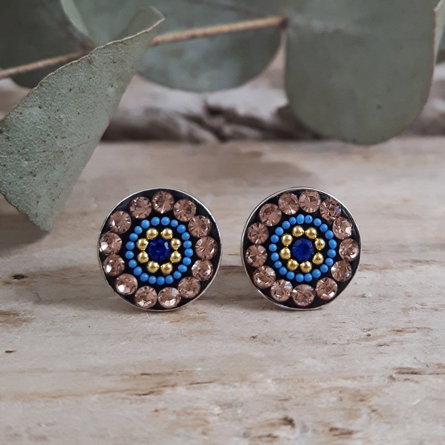 Allegra Indigo Radiance Round Stud Earrings