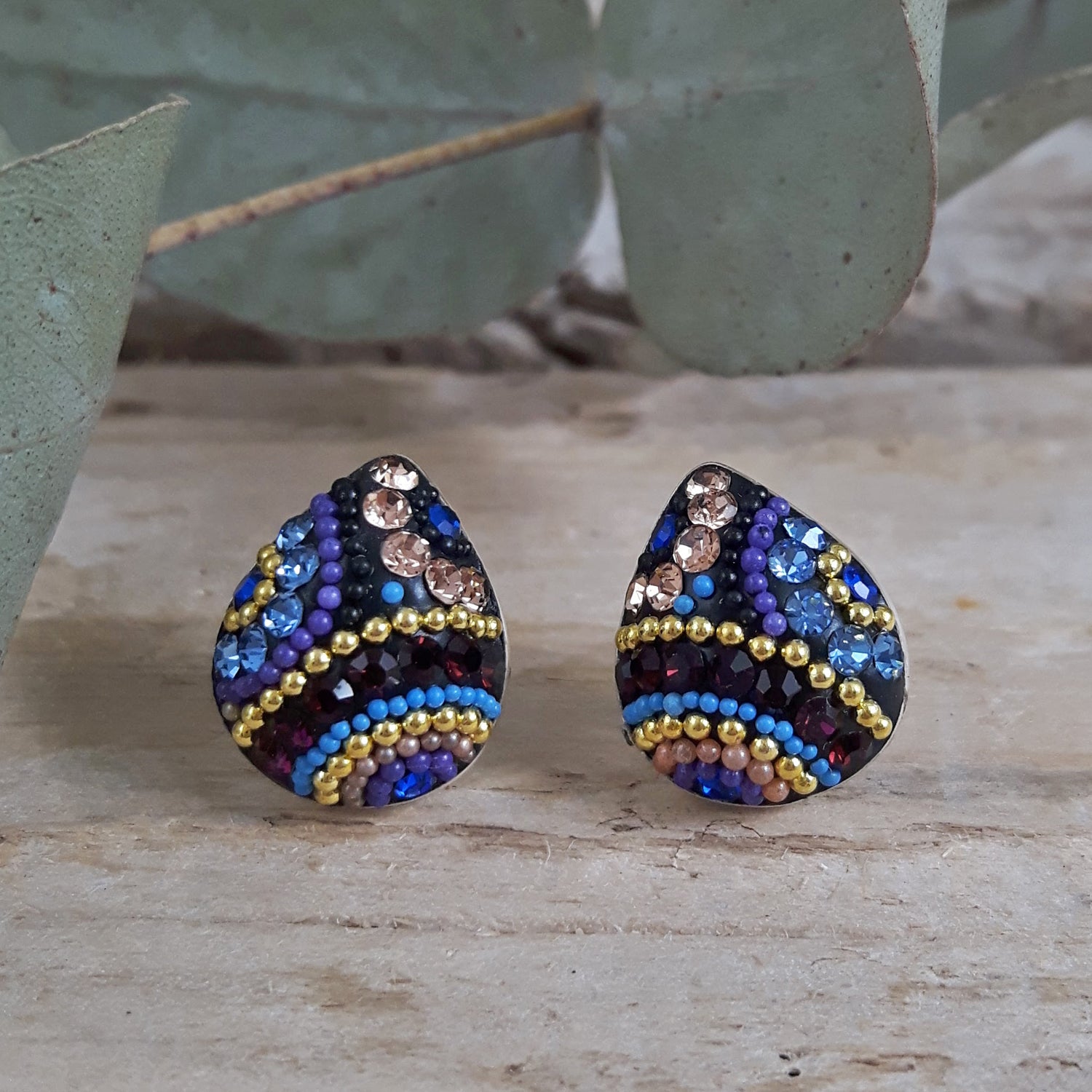 Allegra Indigo Radiance Teardrop Stud Earrings