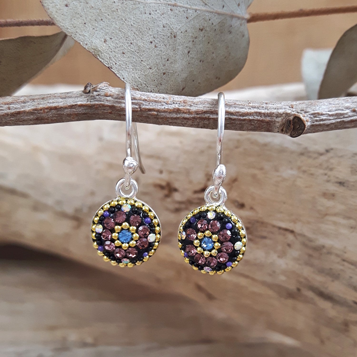 Allegra Lilac Shimmer Round Drop Earrings