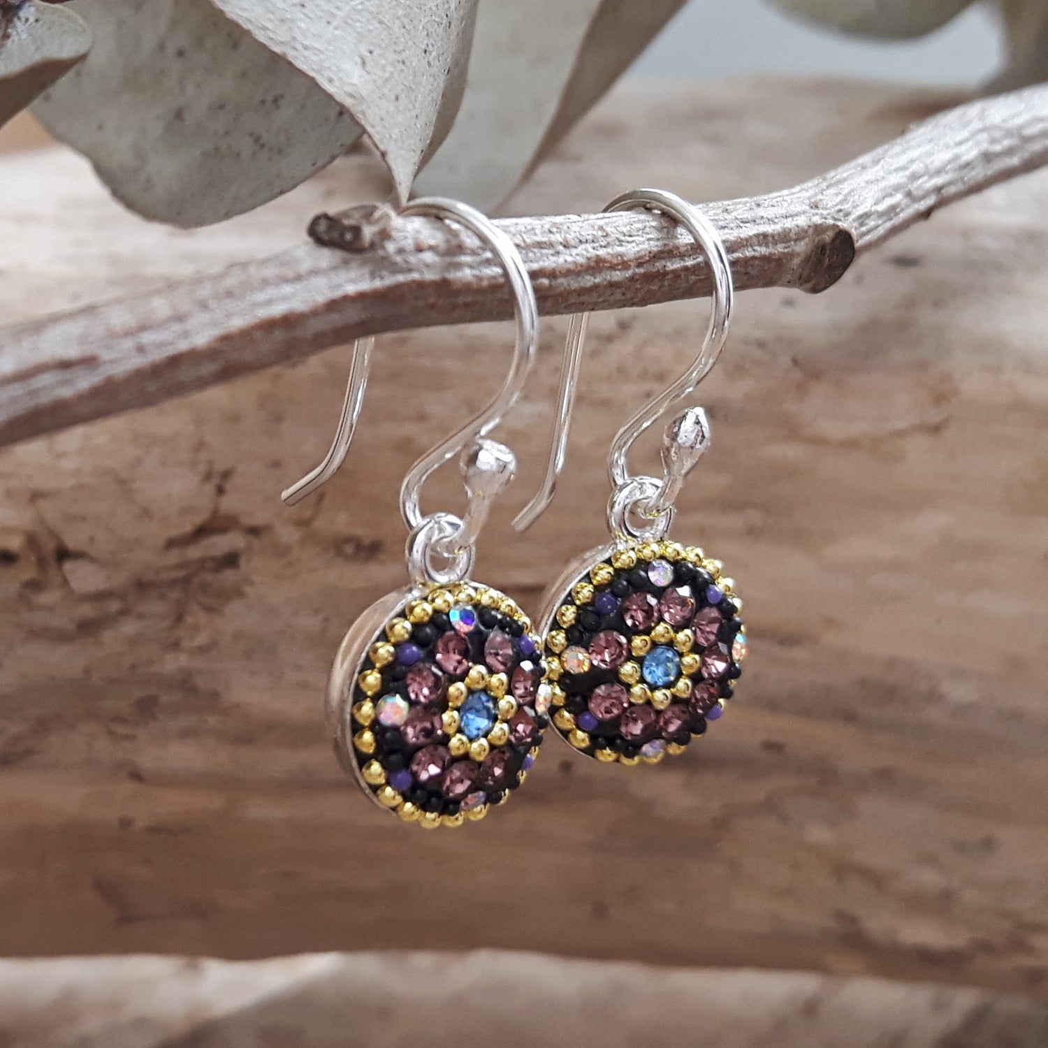 Allegra Lilac Shimmer Round Drop Earrings