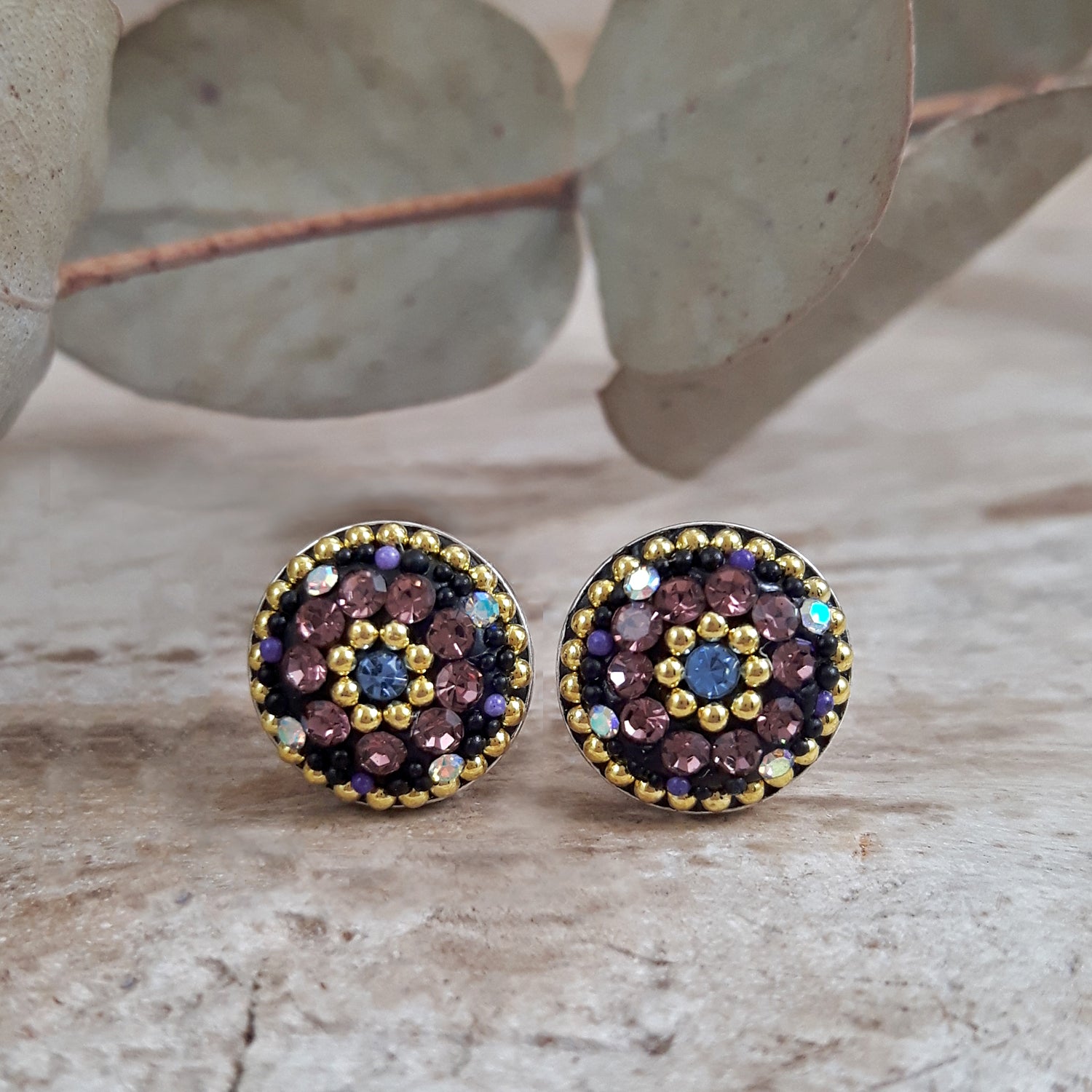 Allegra Lilac Shimmer Round Stud Earring