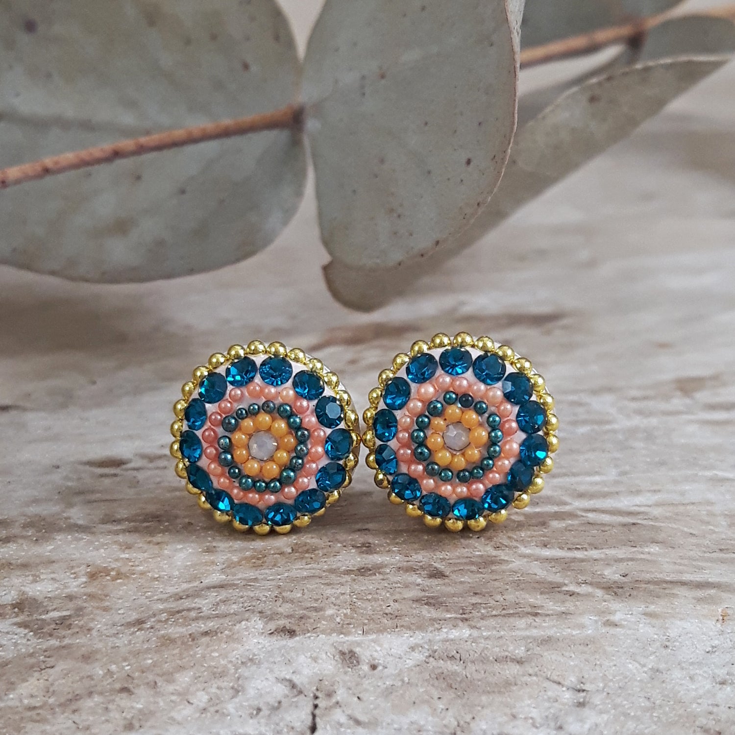 SAMPLE Allegra Peach Glow Coin Round Stud Earrings