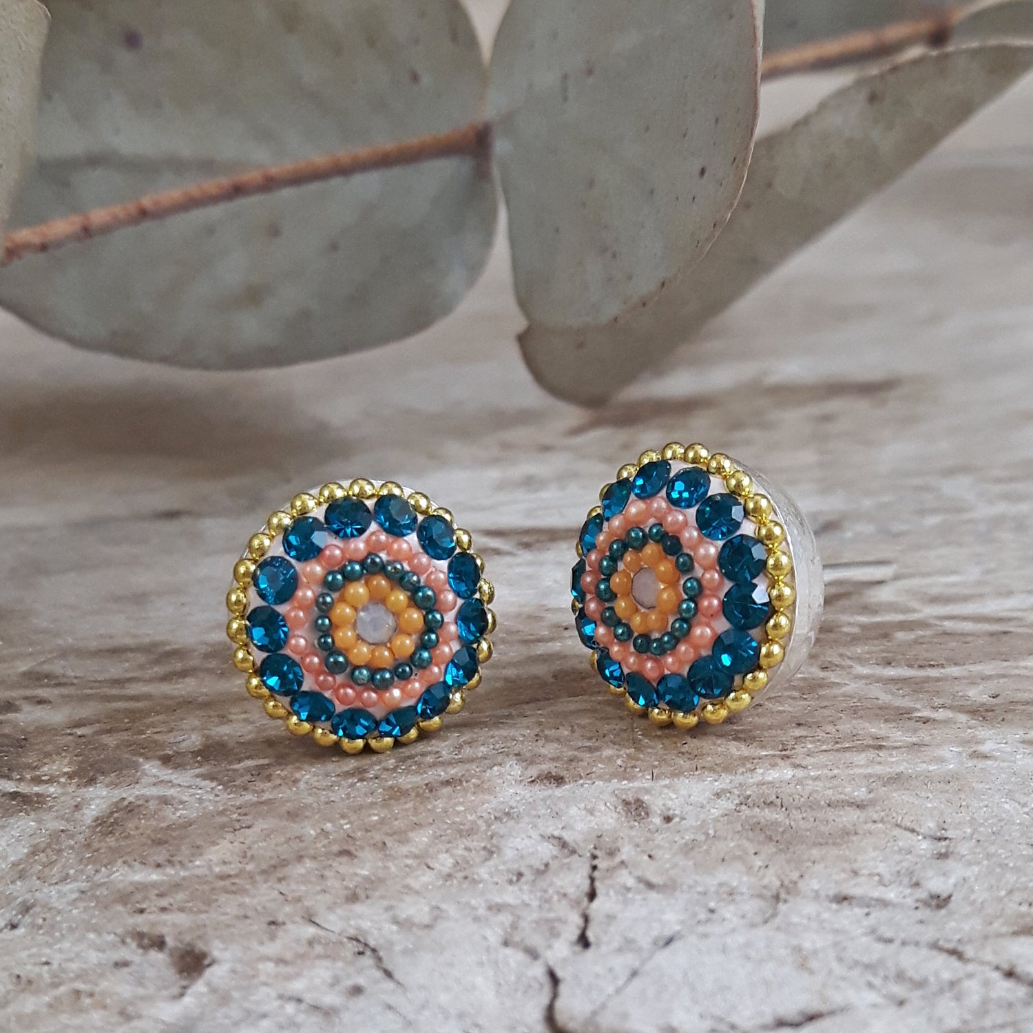 SAMPLE Allegra Peach Glow Coin Round Stud Earrings