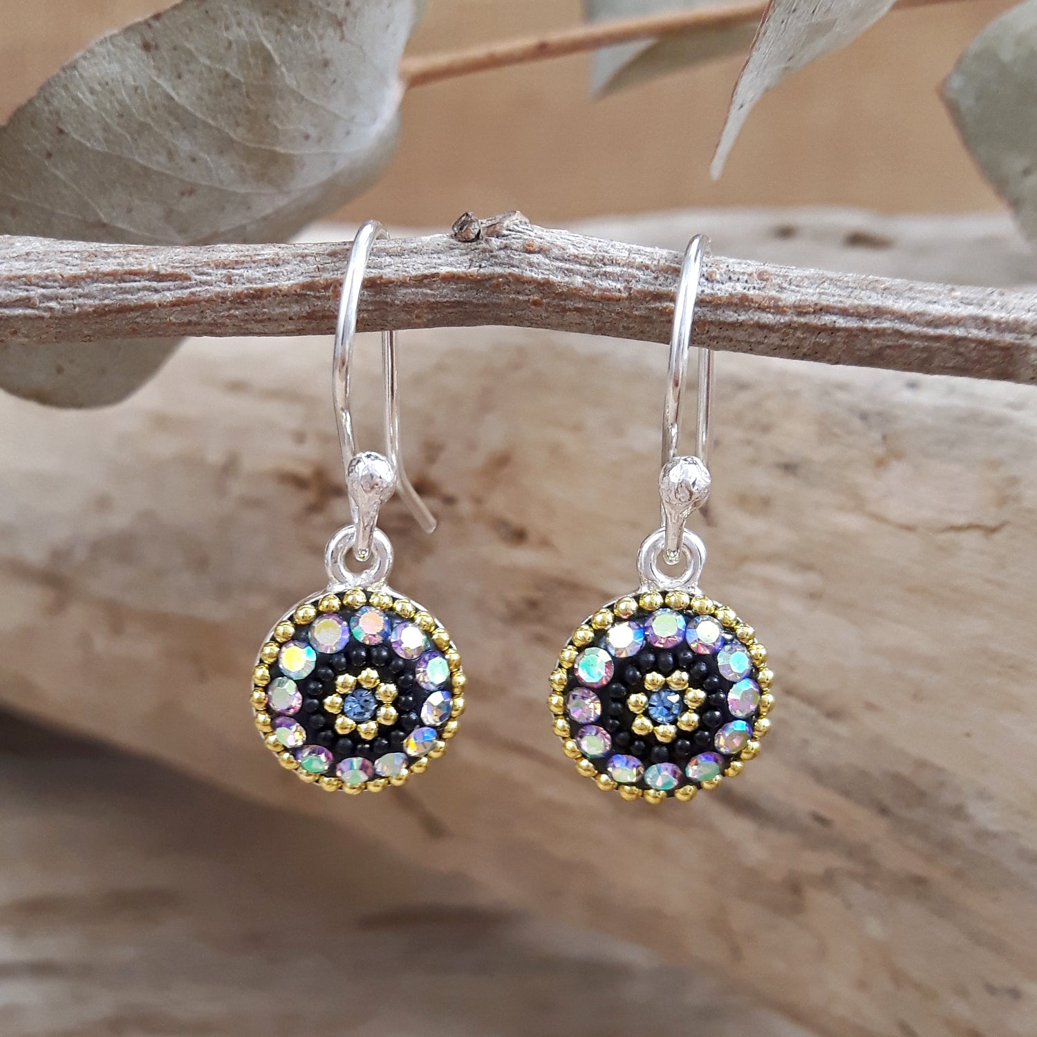 Allegra Purple Shimmer Round Drop Earrings