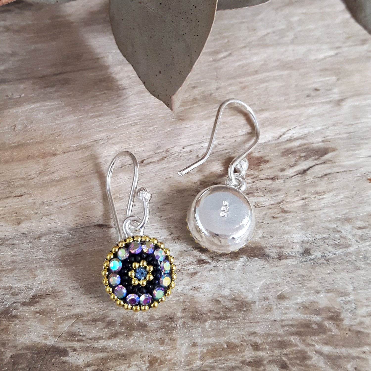 Allegra Purple Shimmer Round Drop Earrings