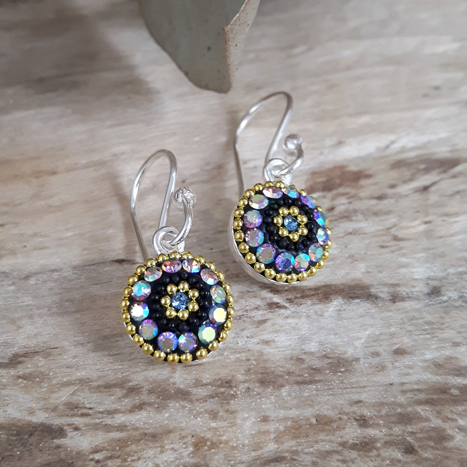 Allegra Purple Shimmer Round Drop Earrings