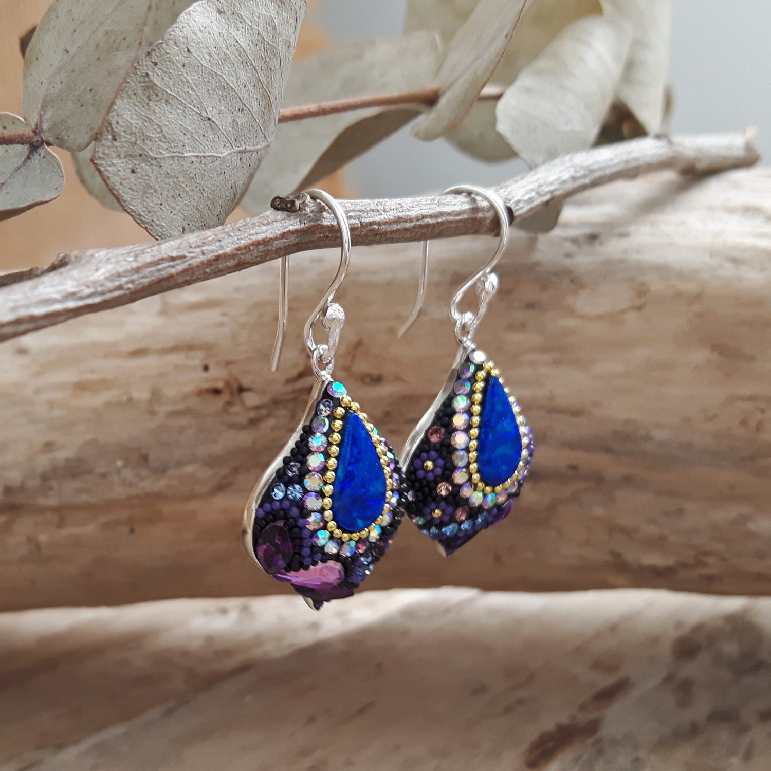 Allegra Purple Shimmer Drop Earrings
