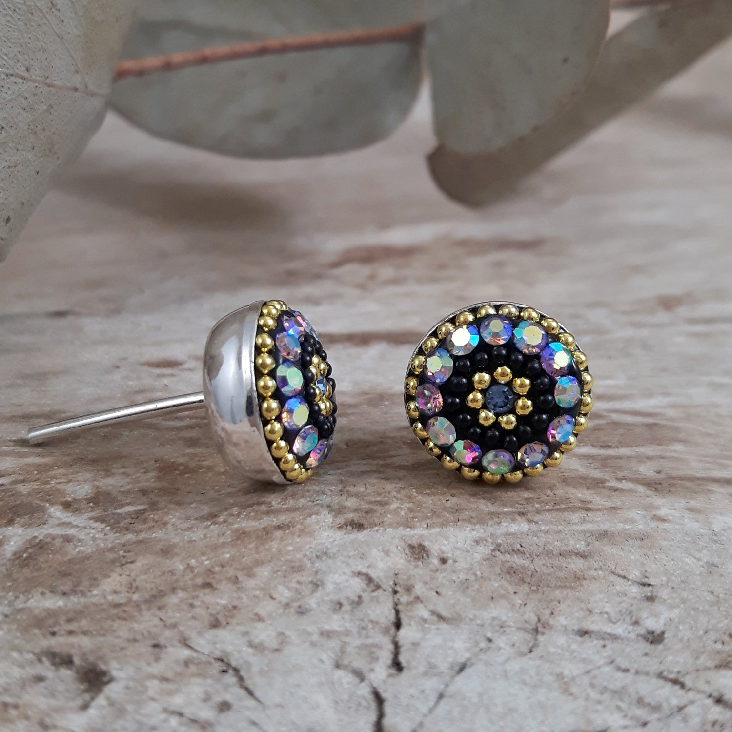 Allegra Purple Shimmer Round Stud Earring