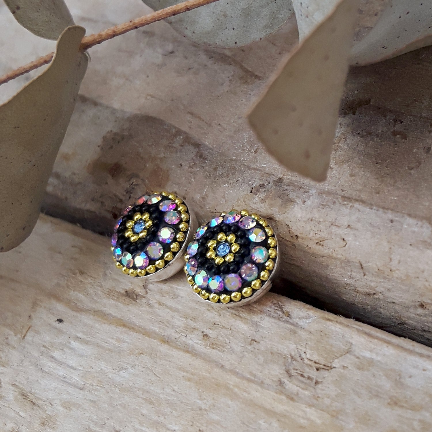 Allegra Purple Shimmer Round Stud Earring