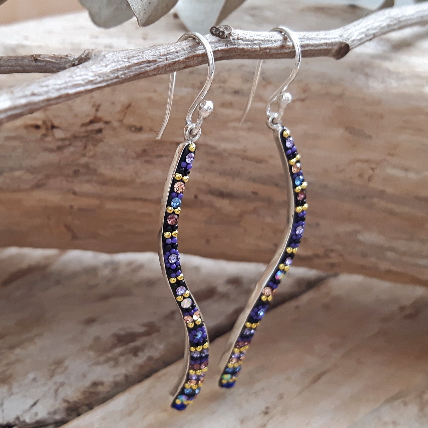 Allegra Purple Shimmer Sway Boho Drop Earrings