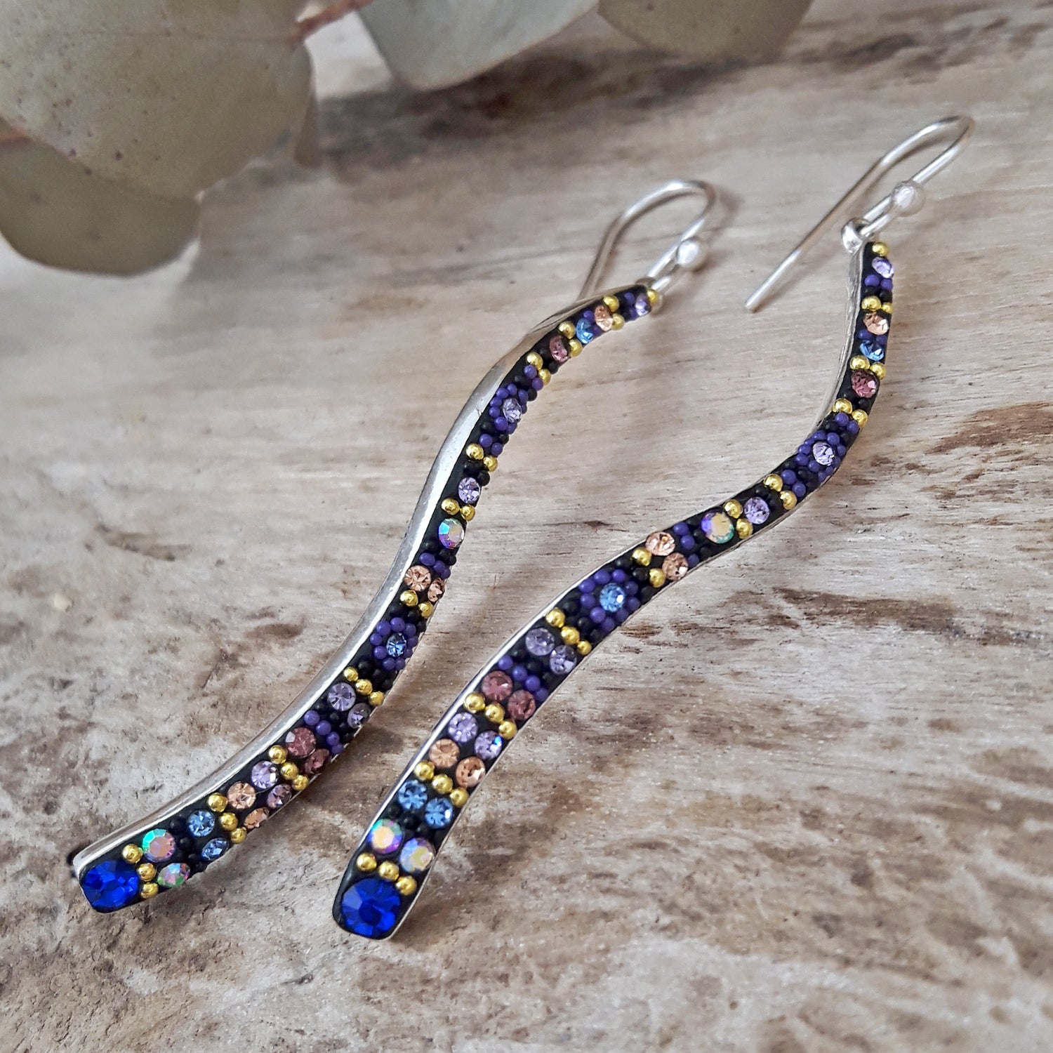 Allegra Purple Shimmer Sway Boho Drop Earrings