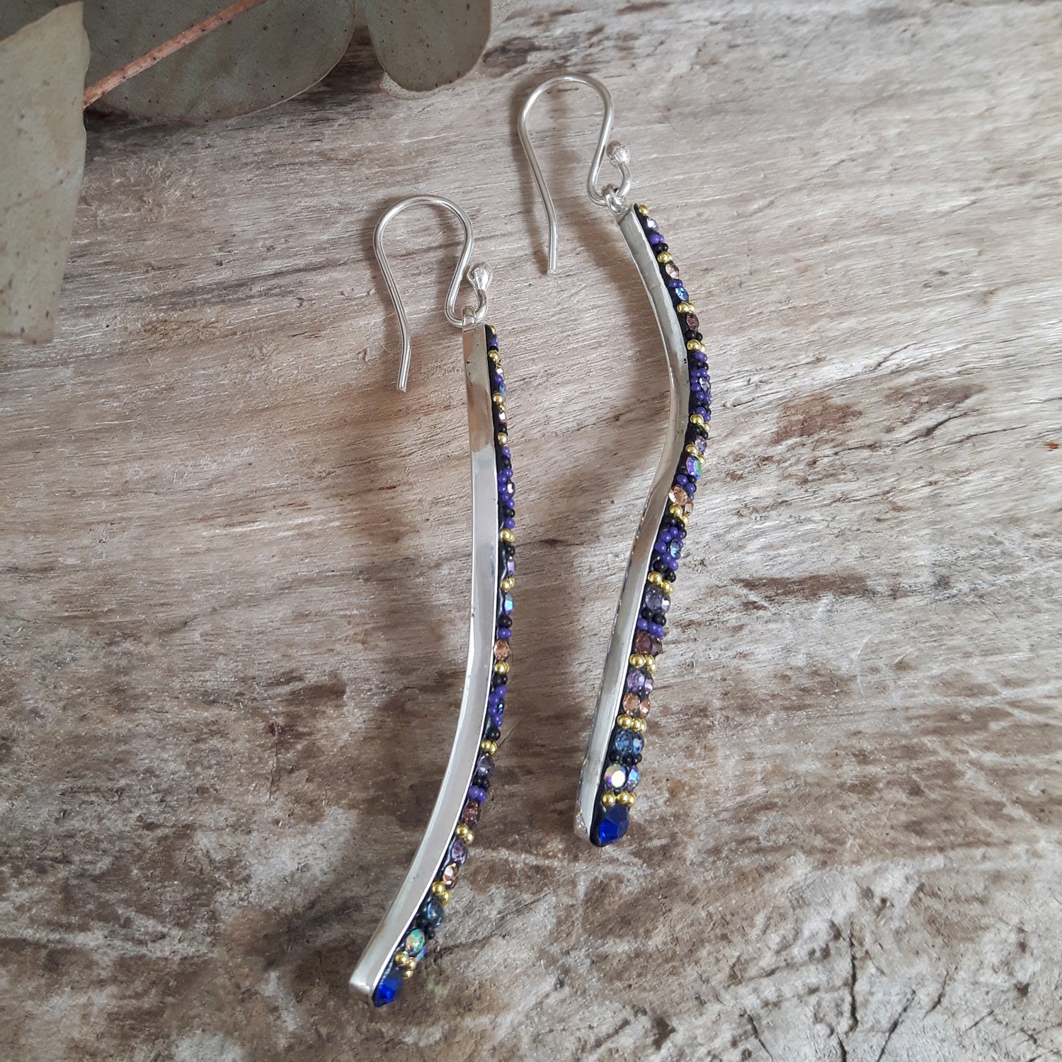 Allegra Purple Shimmer Sway Boho Drop Earrings