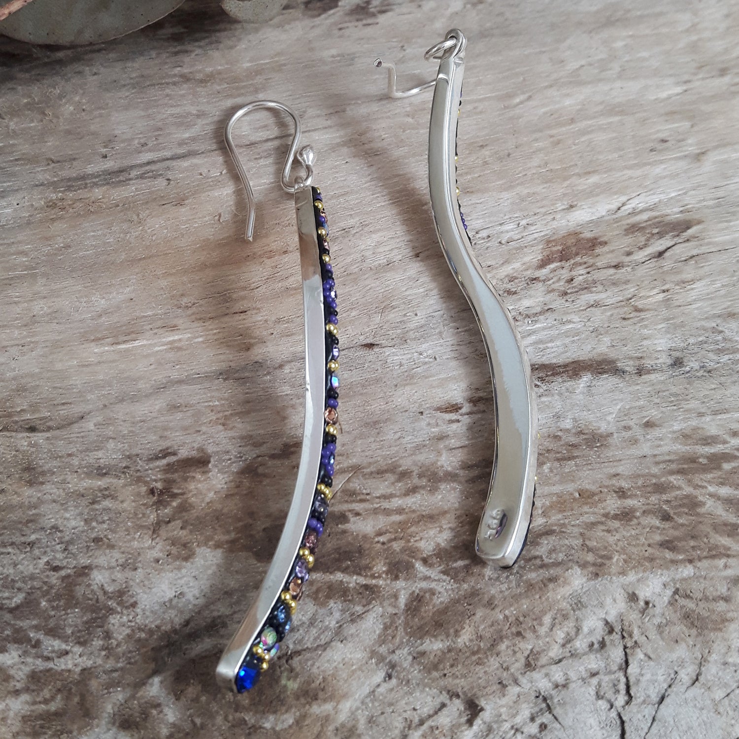 Allegra Purple Shimmer Sway Boho Drop Earrings