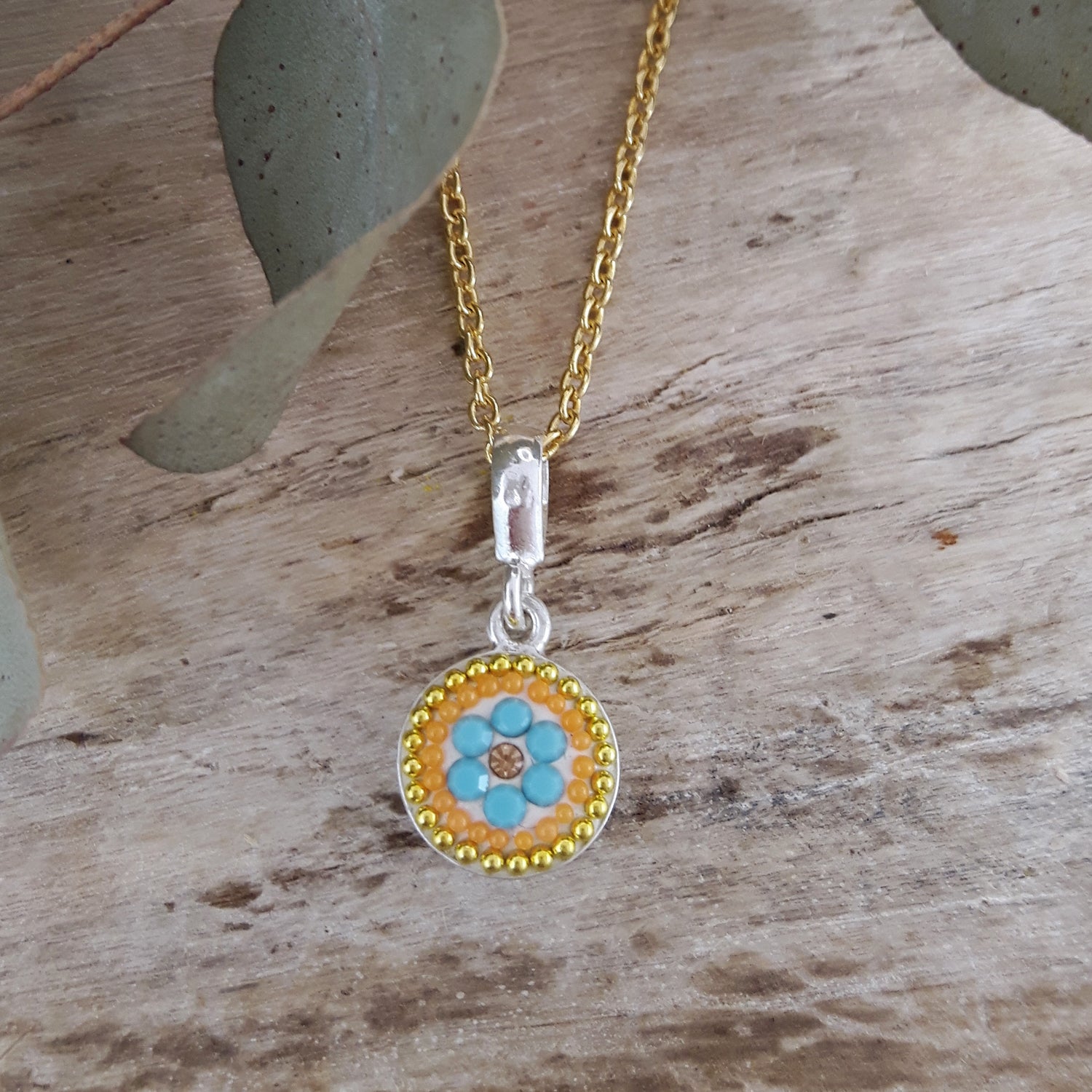 Allegra Bloom Turquoise Round Pendant