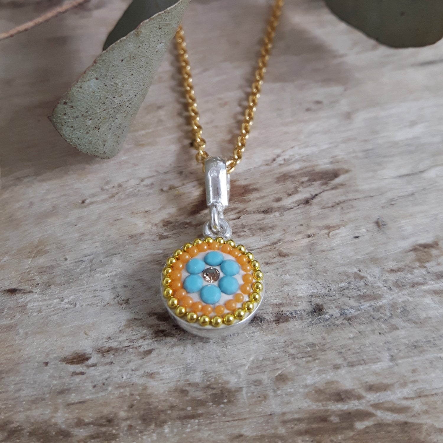 Allegra Bloom Turquoise Round Pendant
