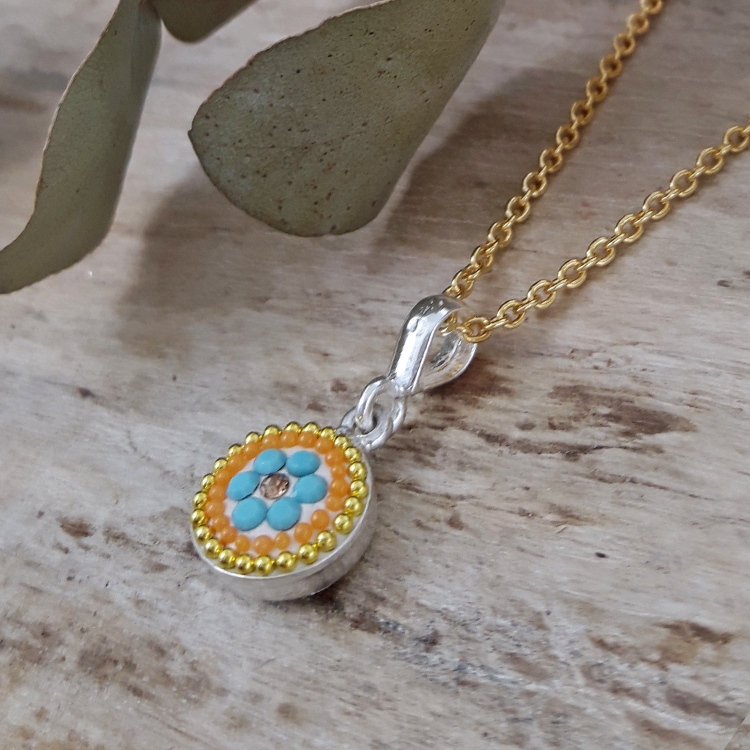 Allegra Bloom Turquoise Round Pendant