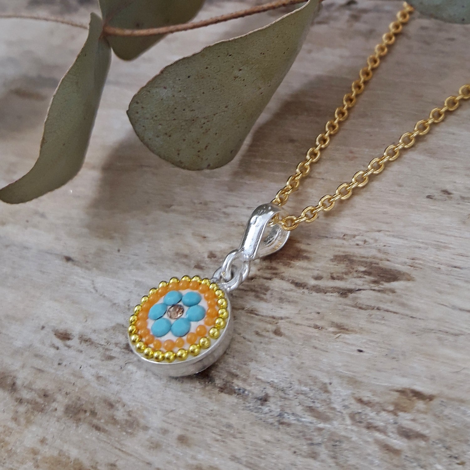 Allegra Bloom Turquoise Round Pendant