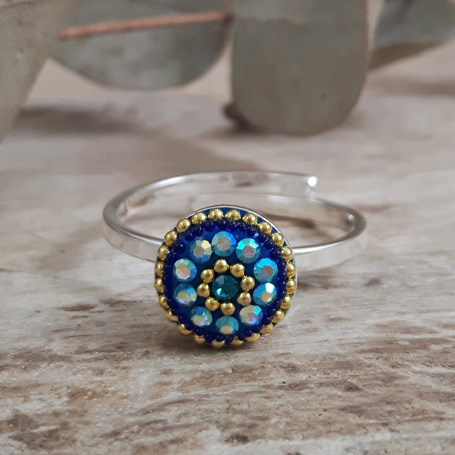 Allegra Round Sapphire Dream Daisy Mini Adjustable Ring