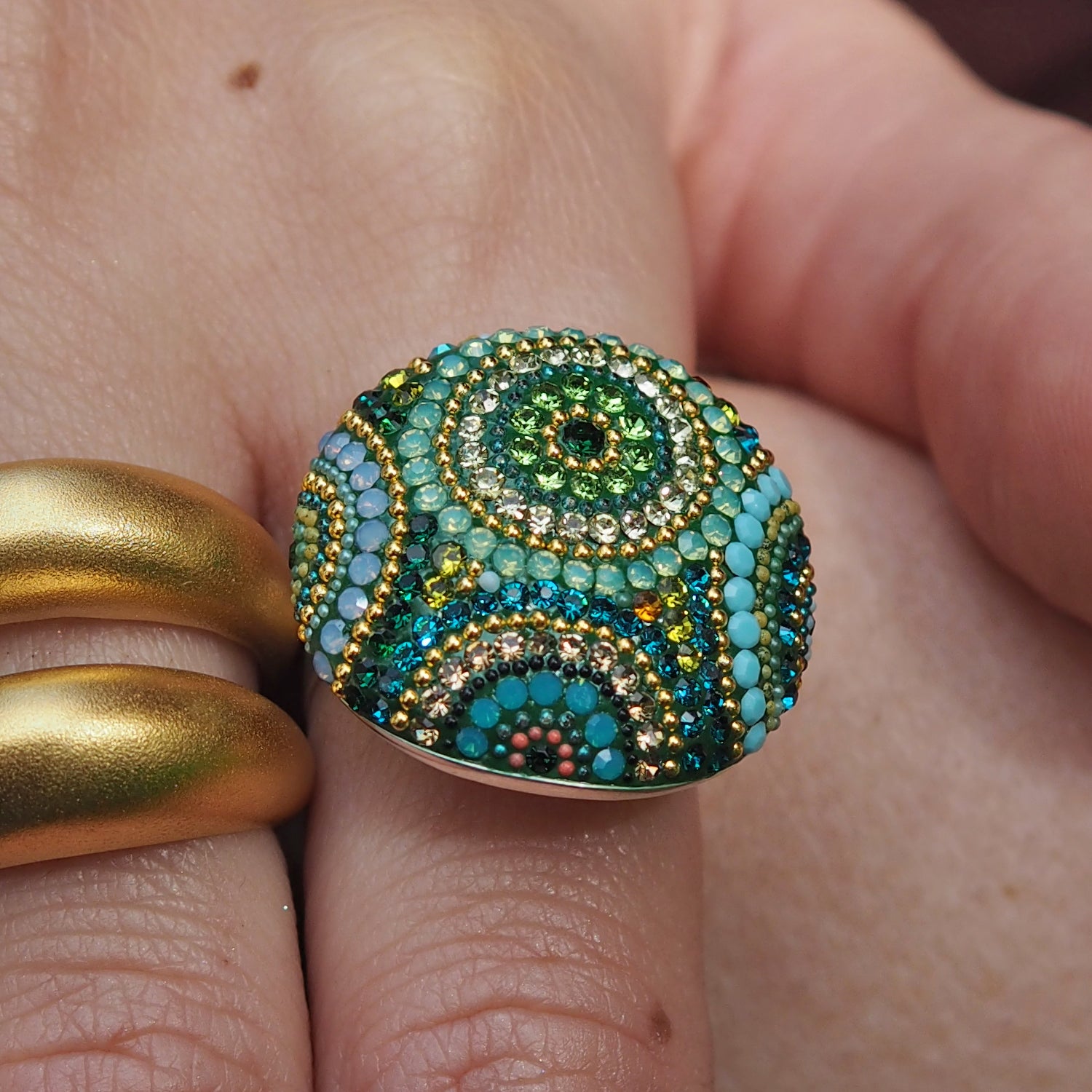 Allegra Dome Paradise Green Adjustable Ring