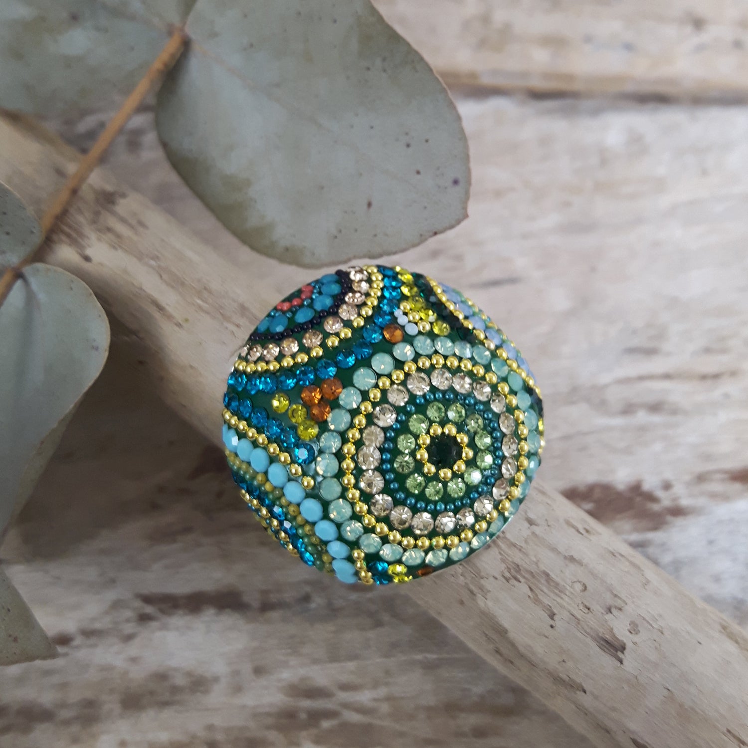 Allegra Dome Paradise Green Adjustable Ring