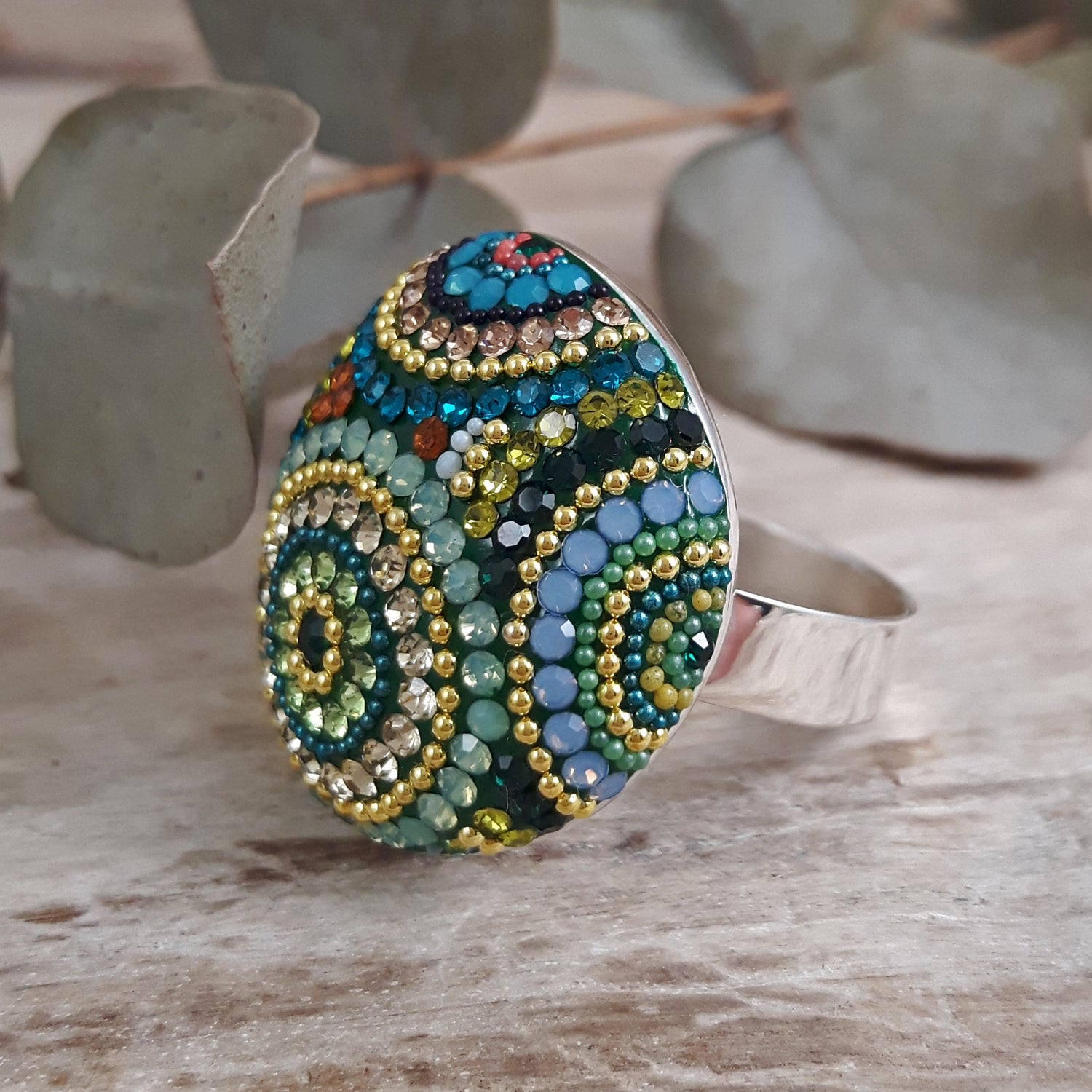 Allegra Dome Paradise Green Adjustable Ring