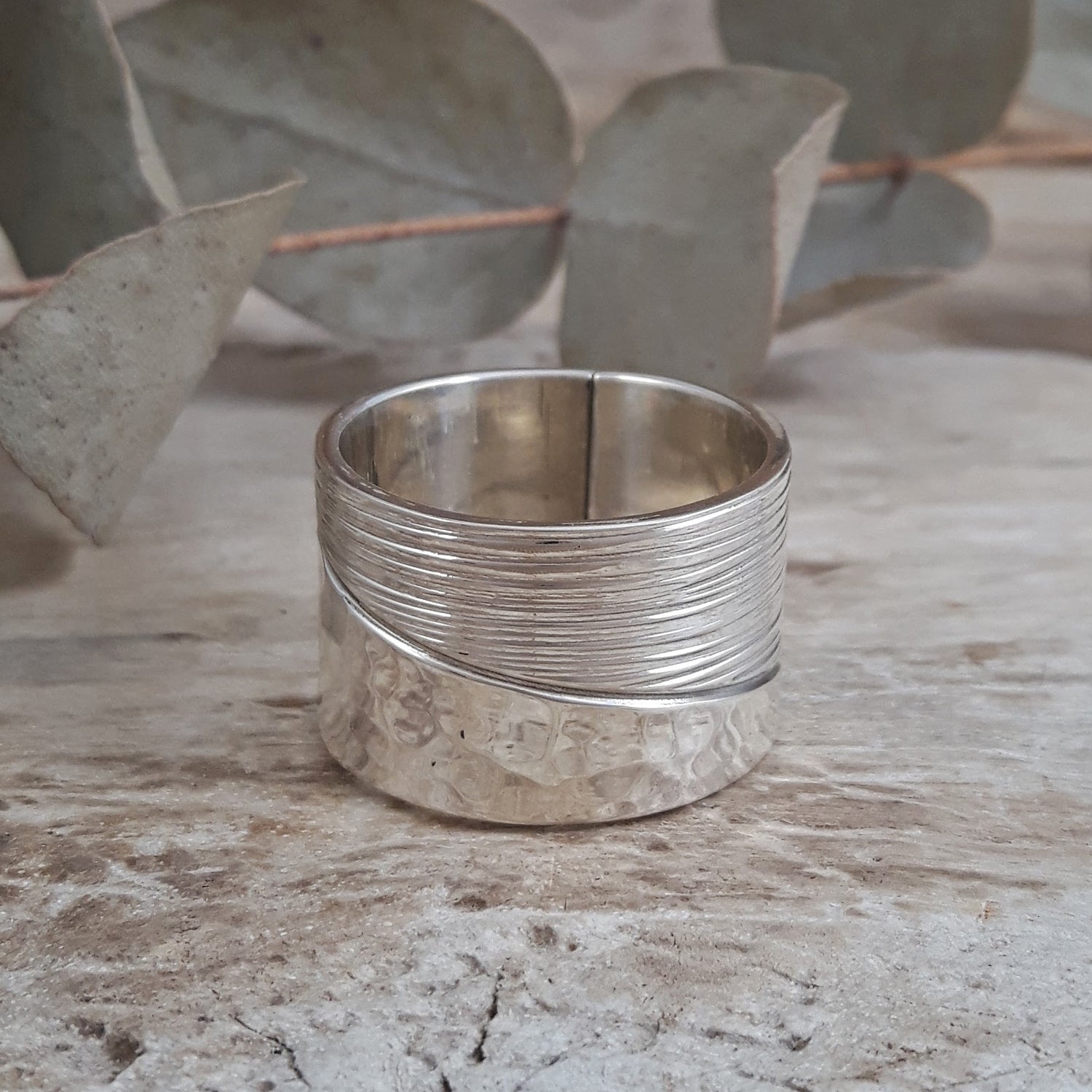 SAMPLE Arena Textured Silver Ring Size P