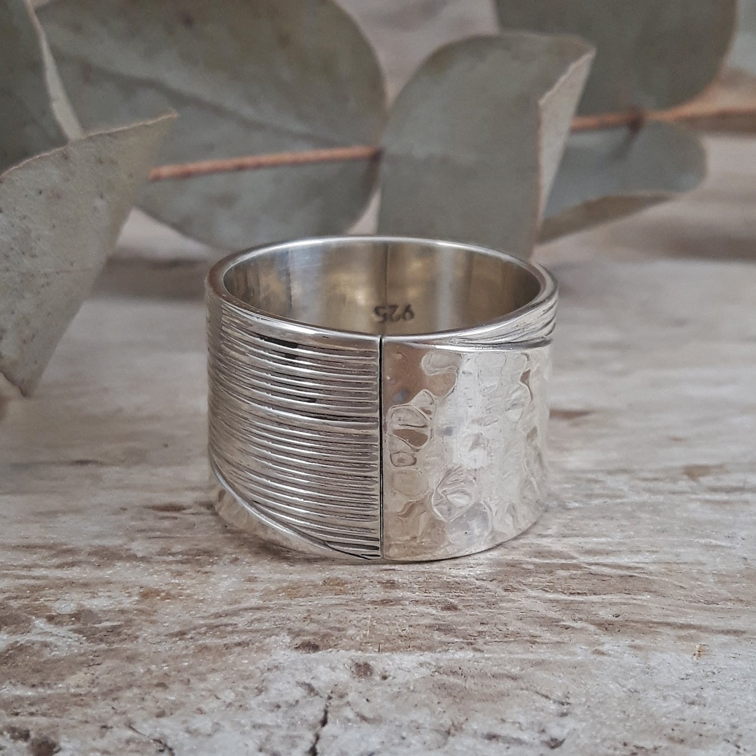 SAMPLE Arena Textured Silver Ring Size P