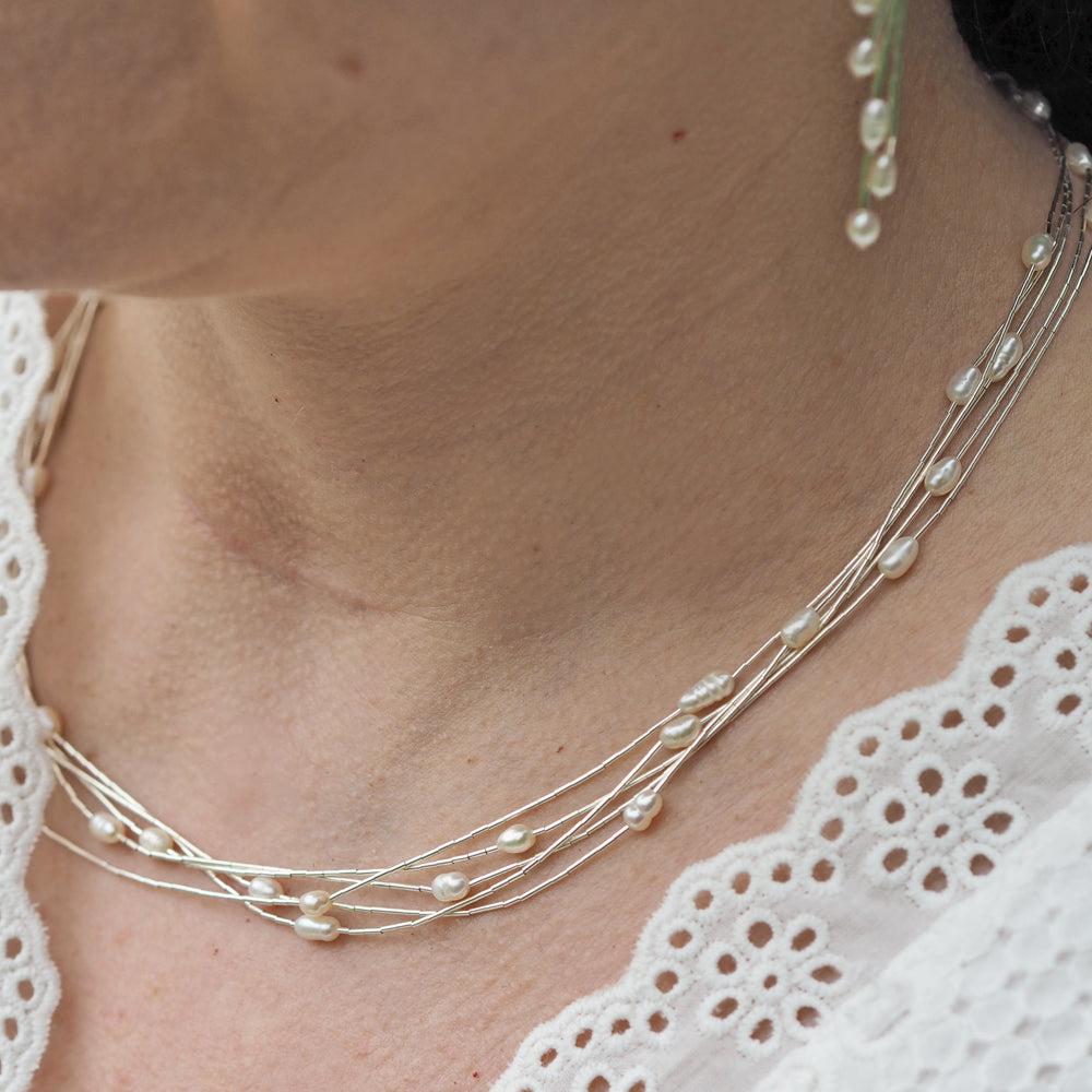 Evelyn 5 White Pearl Necklace