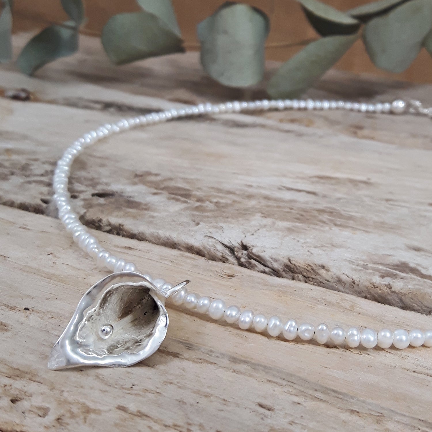 Foresta Calla Lily & Pearl Necklace