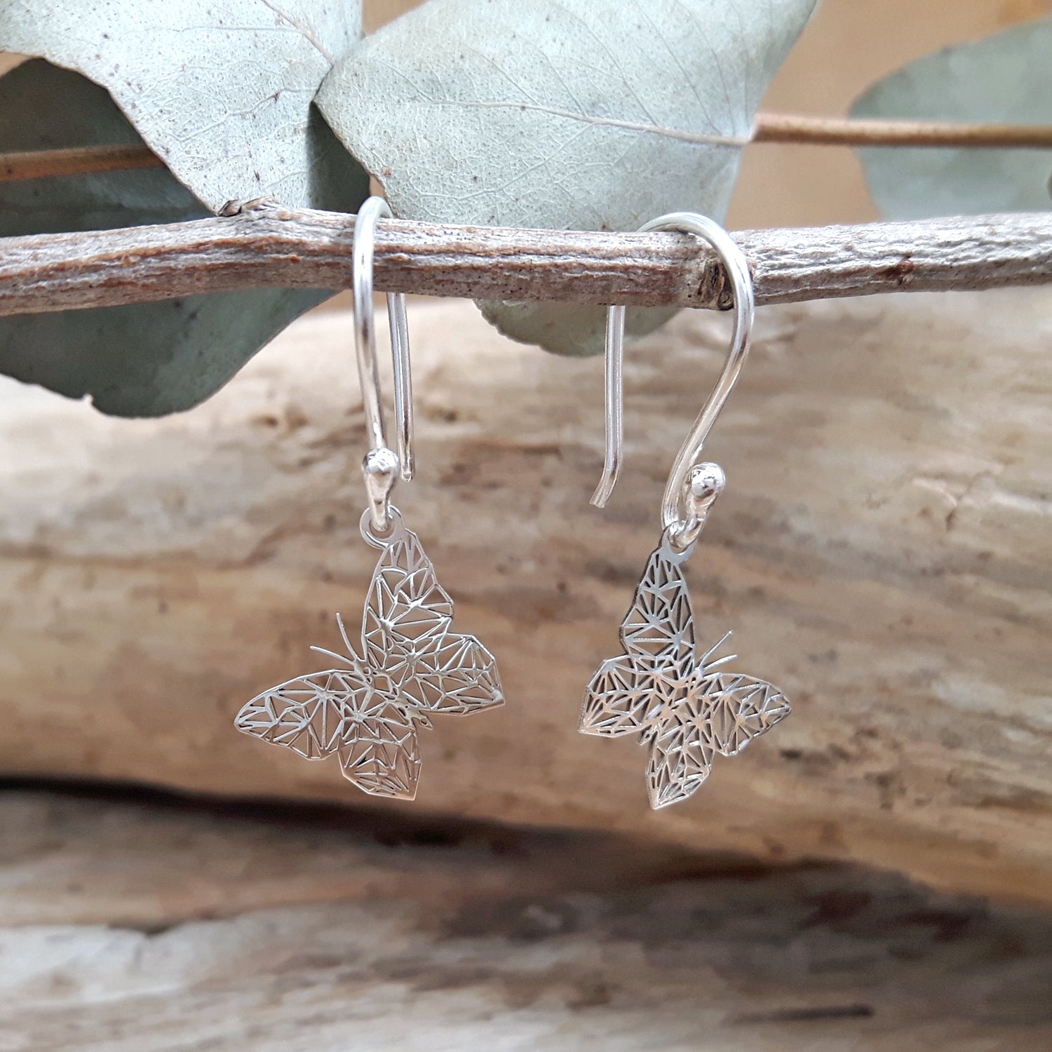 Celtic Silver Butterfly Drop Earrings