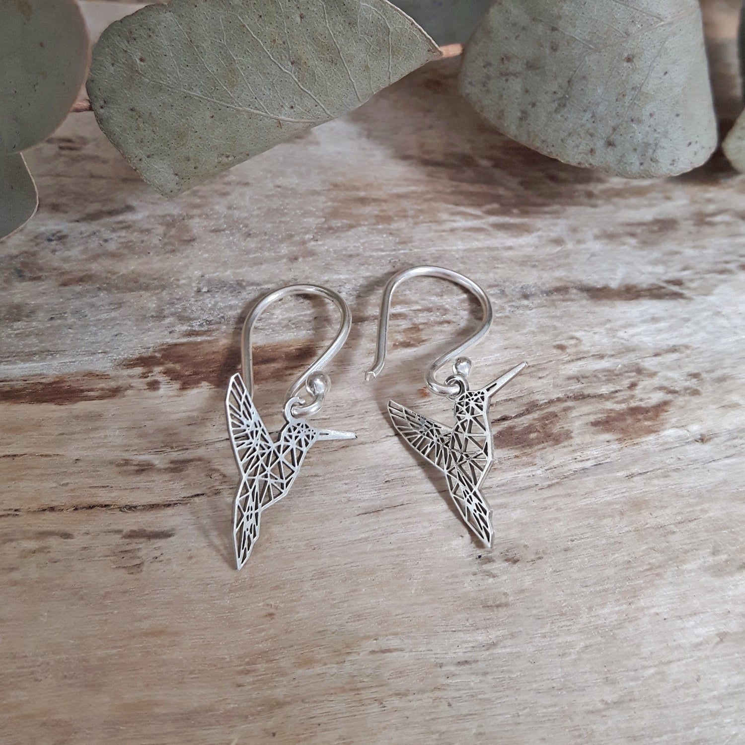 Celtic Silver Hummingbird Drop Earrings