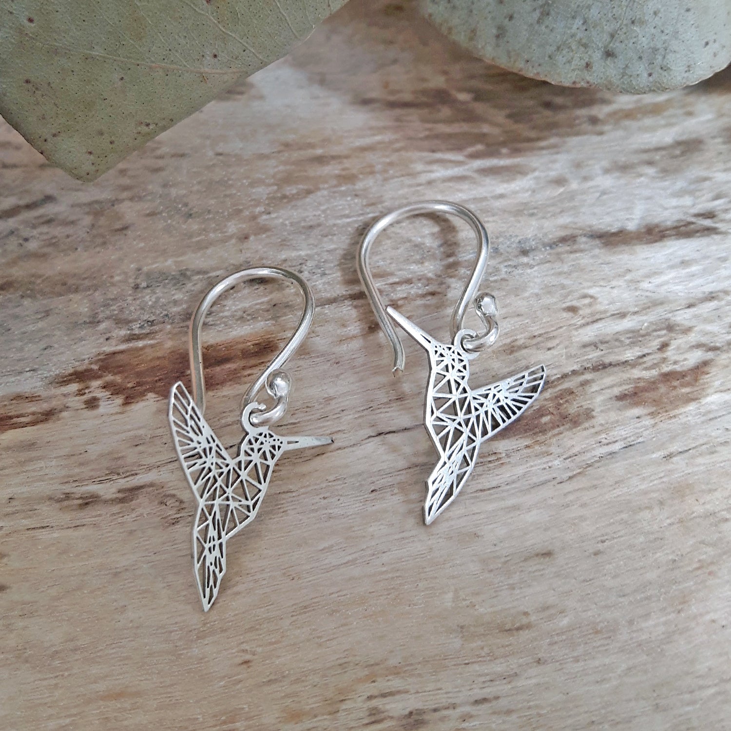Celtic Silver Hummingbird Drop Earrings